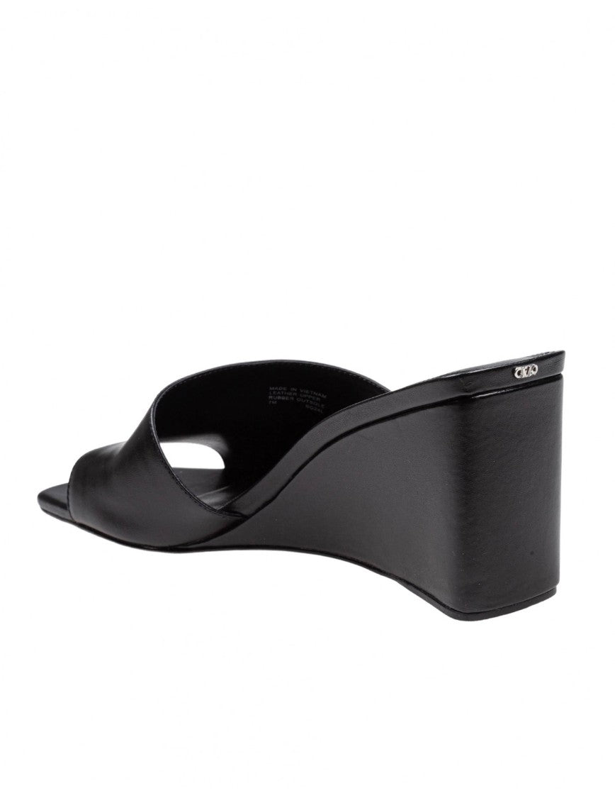Michael Kors Black Merriam Wedge Leather Clogs