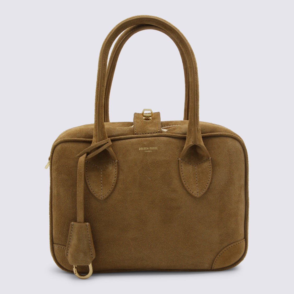 Golden Goose Camel Suede Structured Handbag