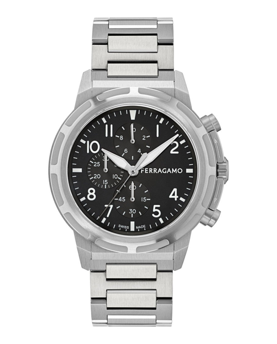 Ferragamo Sport Chrono Bracelet Watch With Stainless Steel Case