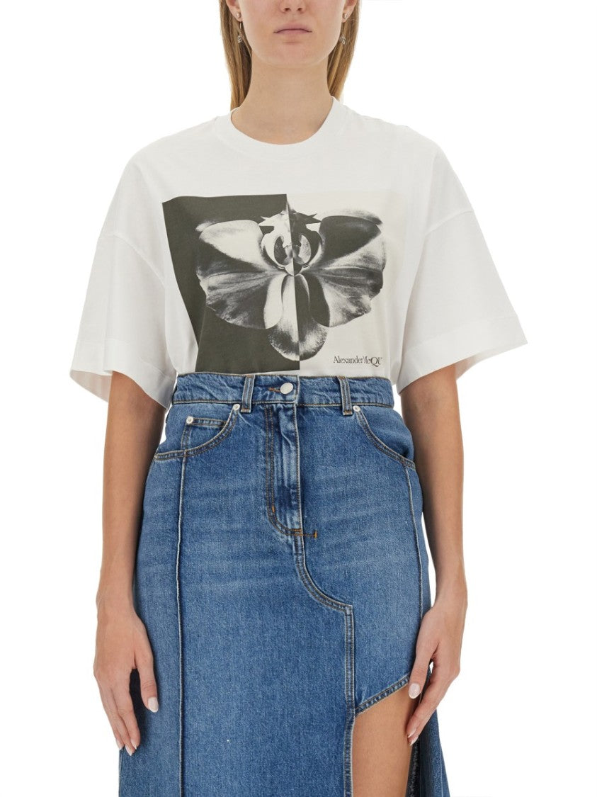 Alexander Mcqueen Photographic Orchid T-Shirt