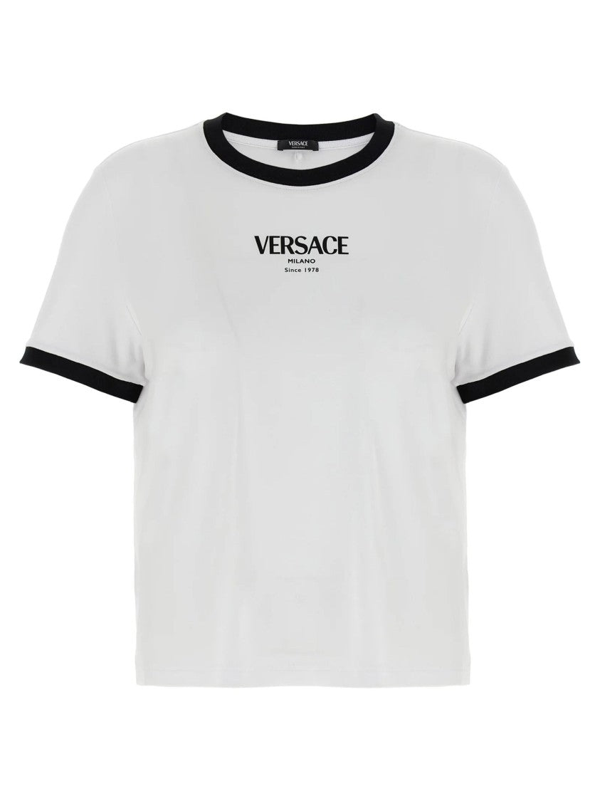 Versace White Contrasting Edges Viscose T-Shirt