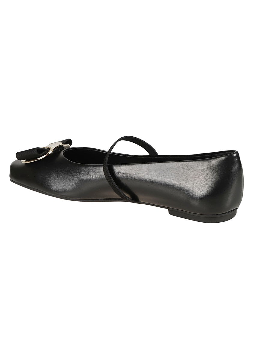 Ferragamo Lamb Leather Flats With Bow Accent
