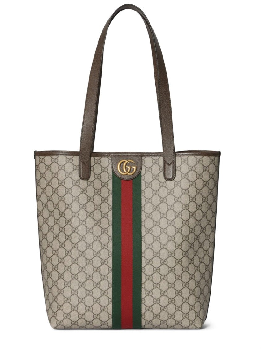 Gucci Structured Shopper Bag With Monogram Pattern And Double G Logo