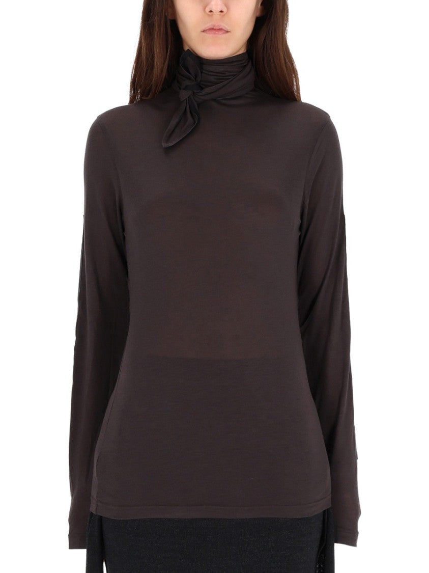 Lemaire High-Neck Tied Scarf Viscose-Silk Top