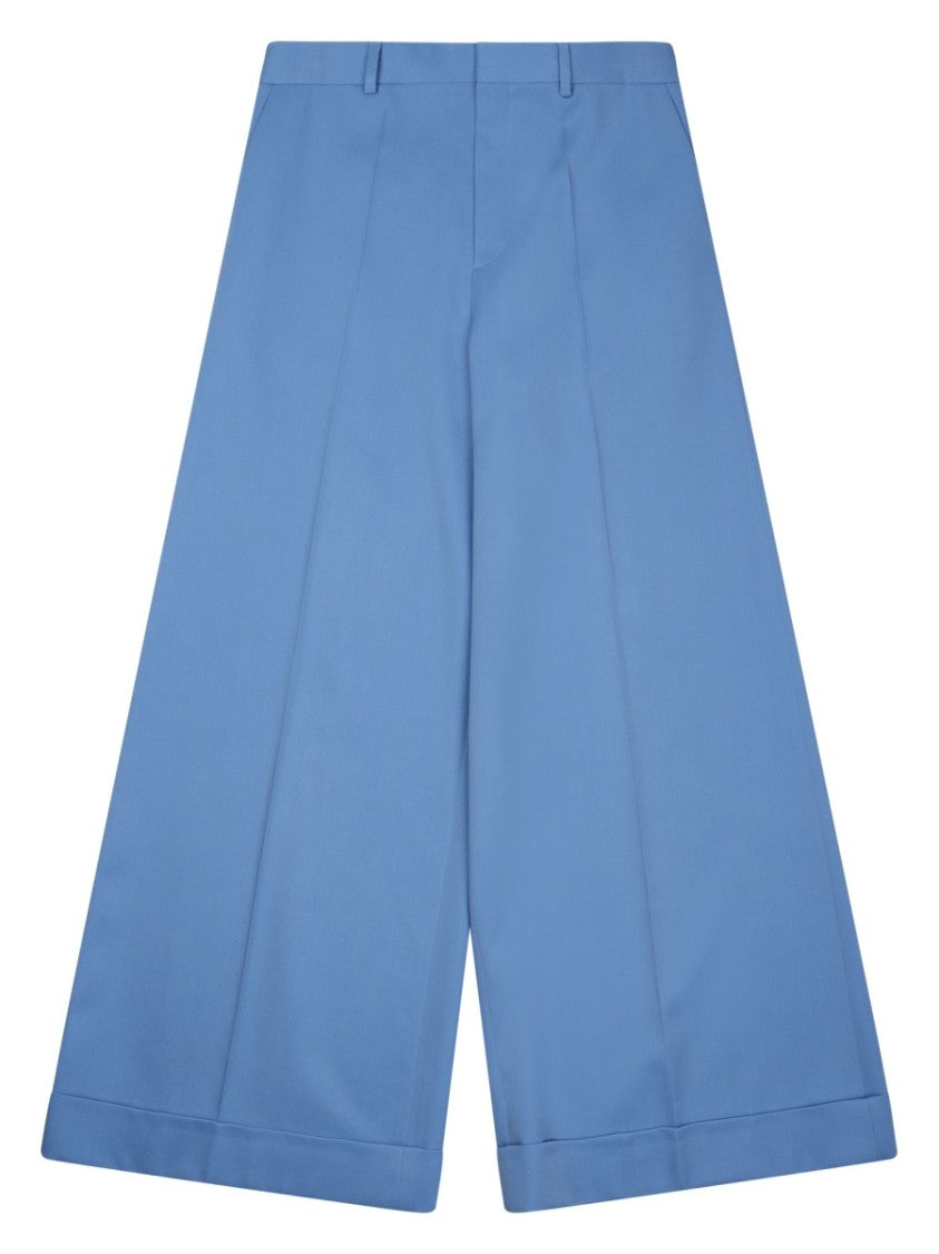 Celine Wide-Leg Trousers With Medium Waist And Buttoned Welt Pockets