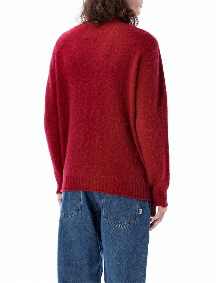 Howlin Classic Red Wool Sweater With Crew Neckline And Ribbed Detailing