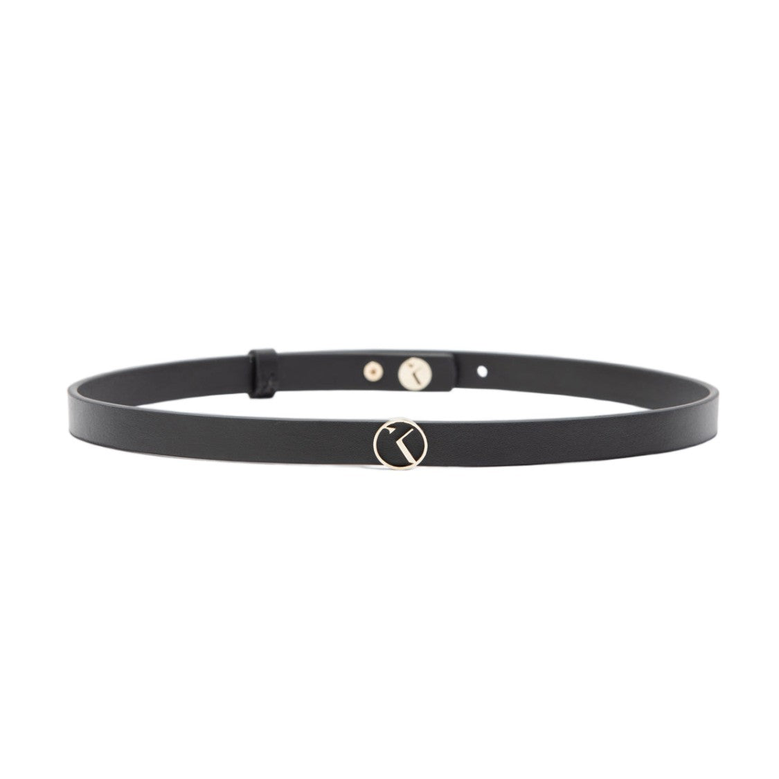Saiid Kobeisy Sleek Leather Belt With Circular Gold-Tone Buckle