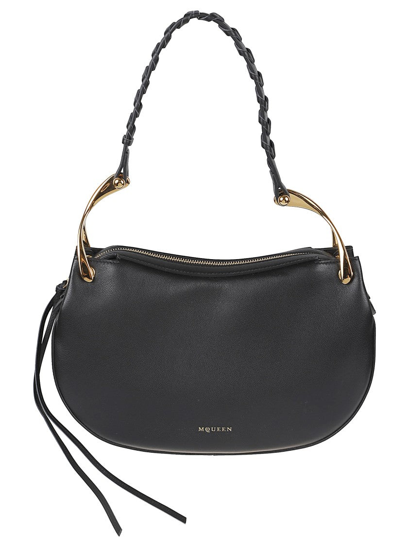 Alexander Mcqueen Black Calf Leather Wishbone Shoulder Bag