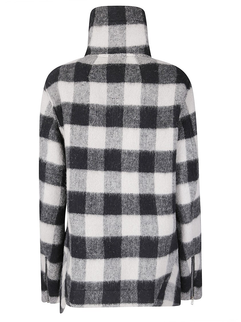 Rick Owens Asymmetric Short Wool Jacket With High Collar