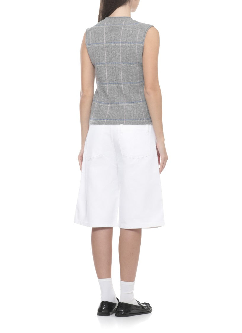 Guest In Residence Grey Check Woven Cashmere Vest