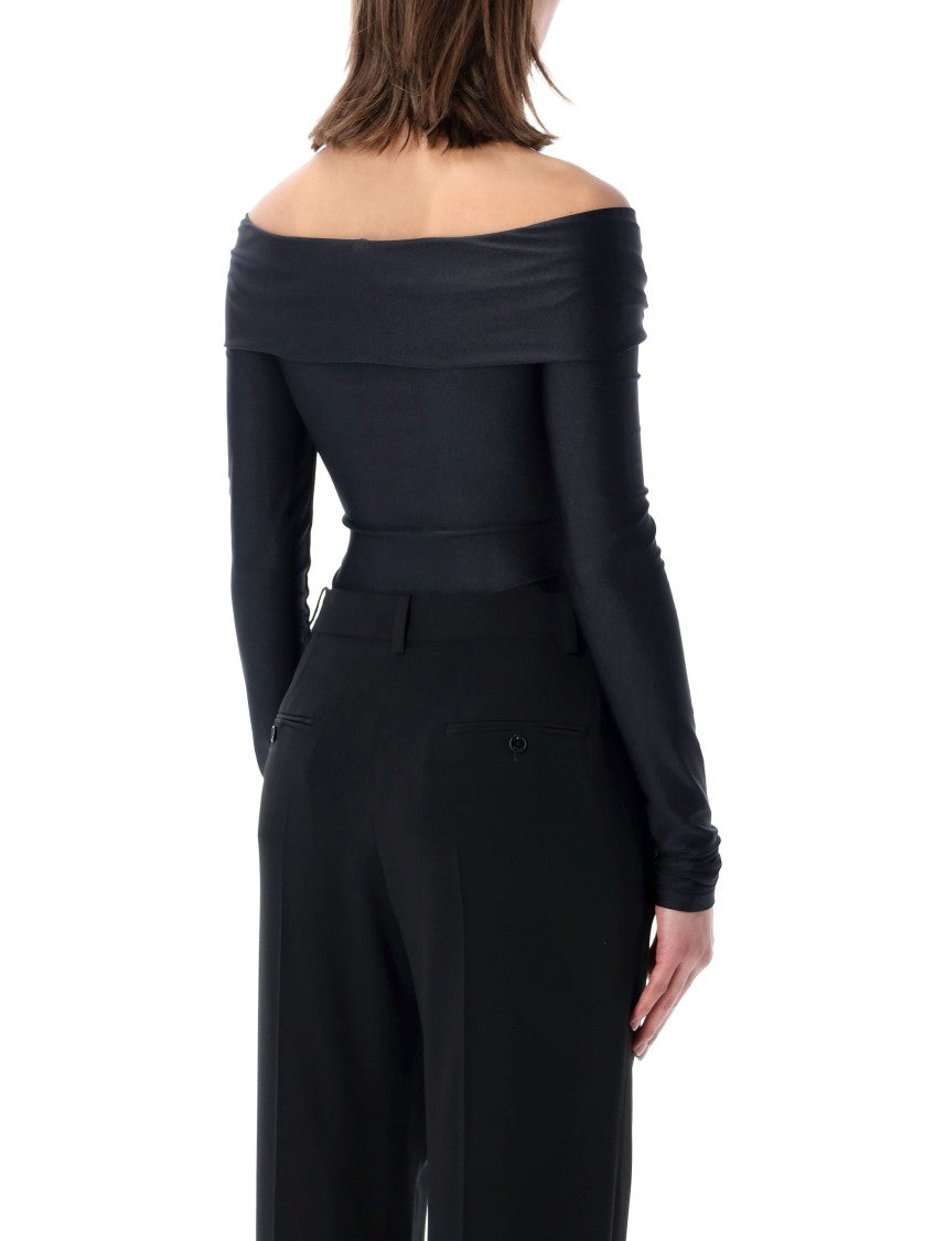 The Andamane Stretch Off-Shoulder Draped Bodysuit