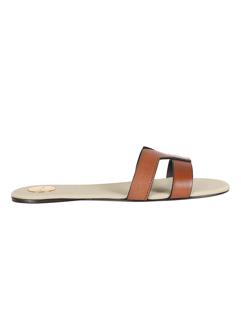 Saint Laurent Flat Brown Sandals With Minimalist Design