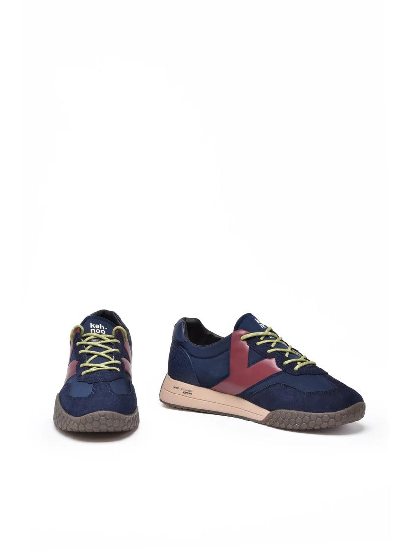 Keh-Noo Blue Leather Patchwork Sneakers