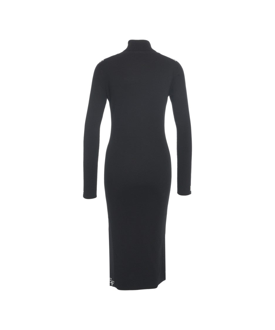 Elisabetta Franchi Midi Dress With High Collar