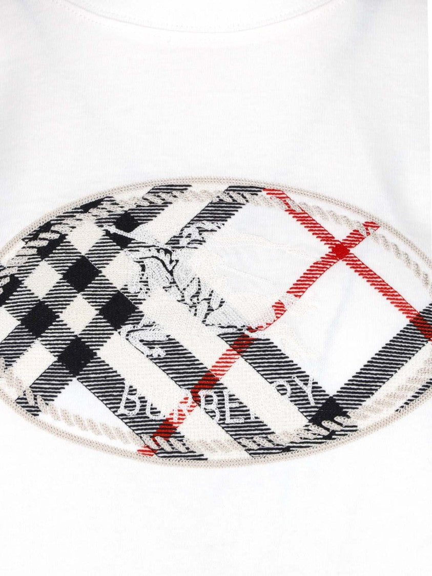 Burberry White Knight Stamp Cotton T-Shirt