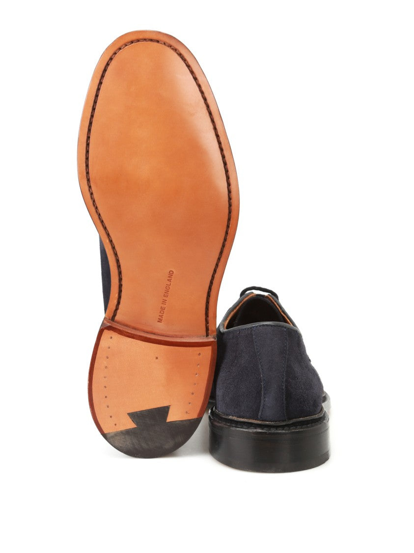 Tricker's Derby Shoe In Blue Suede
