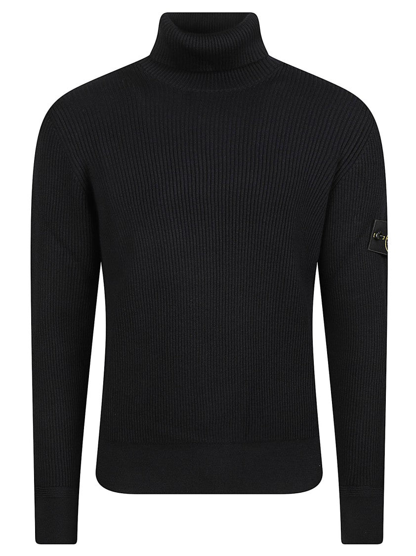 Stone Island Rws Ribbed Virgin Wool Turtleneck Sweater