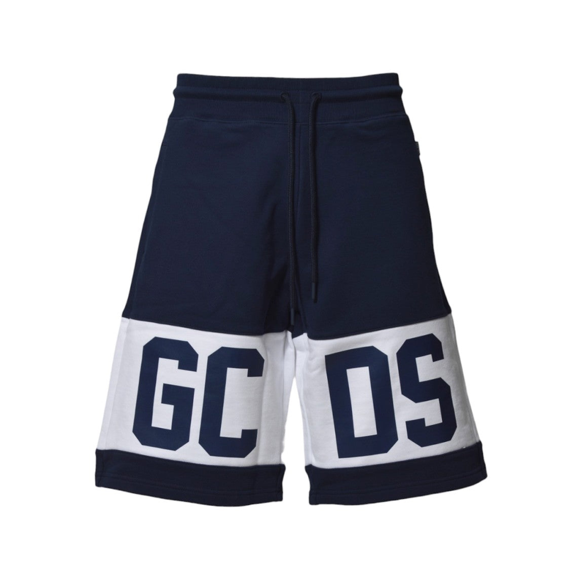 Gcds Dark Blue Band Logo Cotton Bermuda Shorts