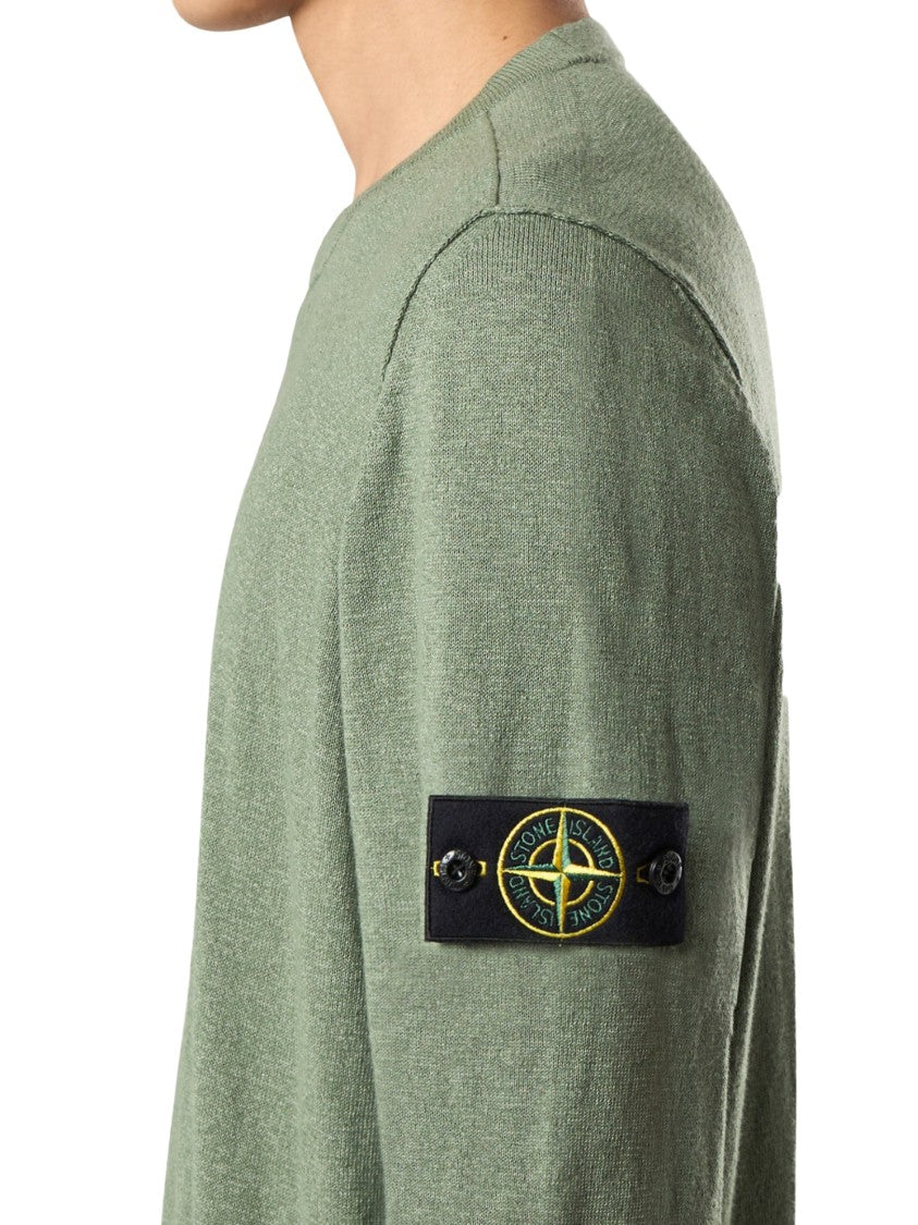 Stone Island Crew Neck Sweater With Distinctive Logo Patch