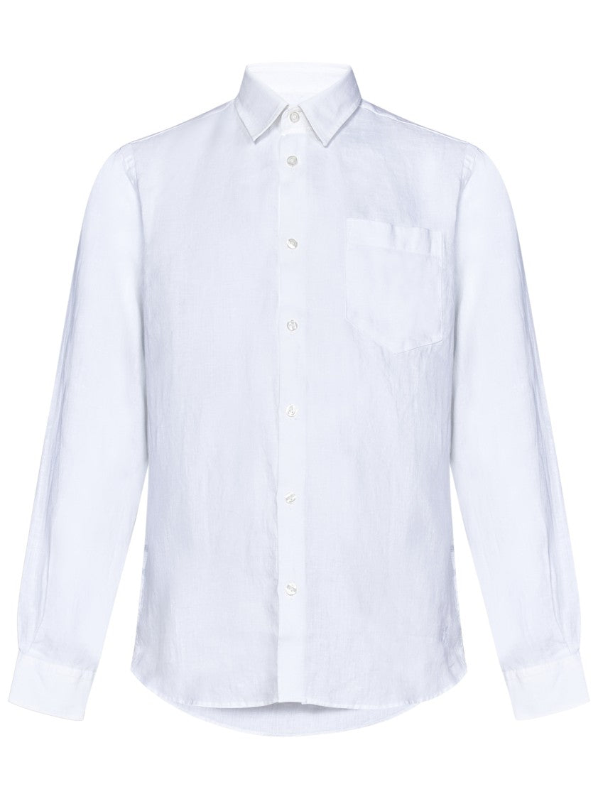 Vilebrequin White Linen Shirt With Turtle Embroidery