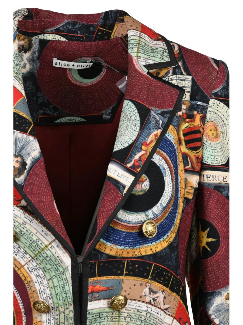 Alice + Olivia Multicolor Patterned Hook Fitted Jacket