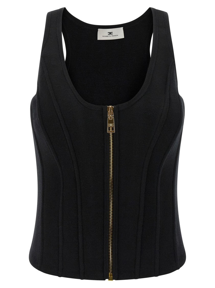 Elisabetta Franchi Structured Wool Blend Bustier Top