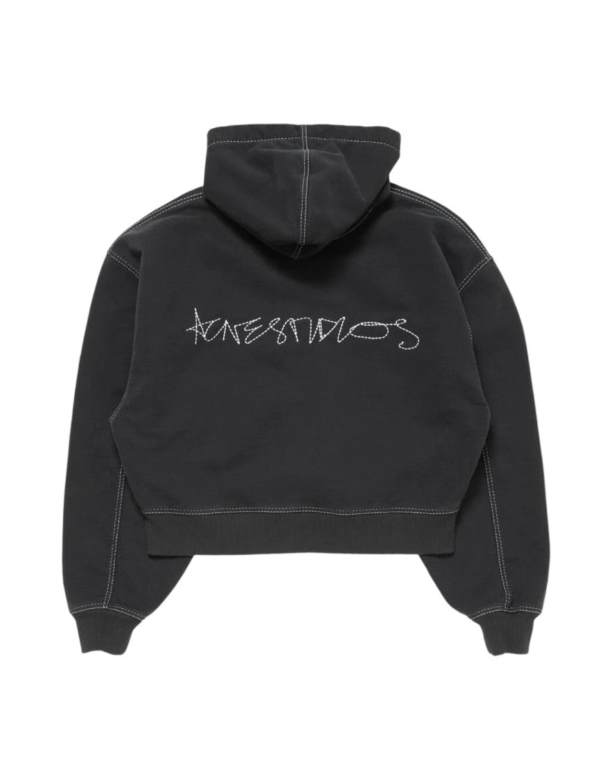 Acne Studios Washed Black Zip-Up Stitched Sweatshirt
