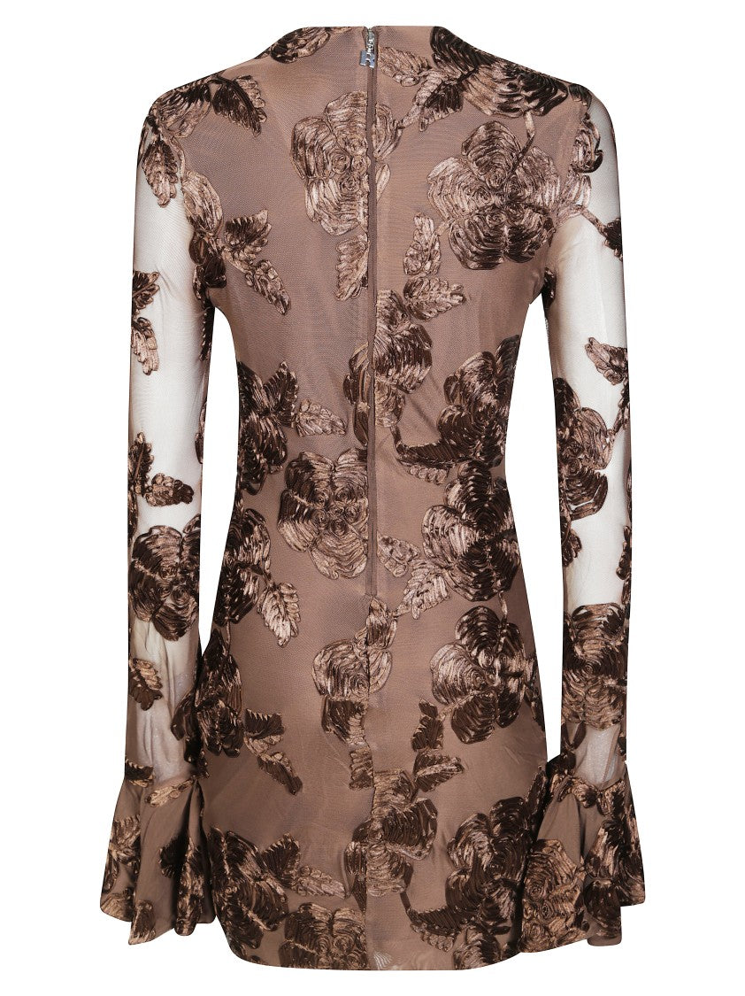 Rotate Flower Mesh Mini Dress
