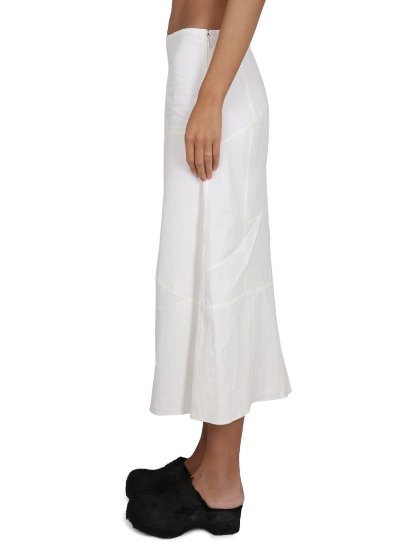 Jil Sander Patchwork Cotton Maxi Skirt With Flowing Silhouette