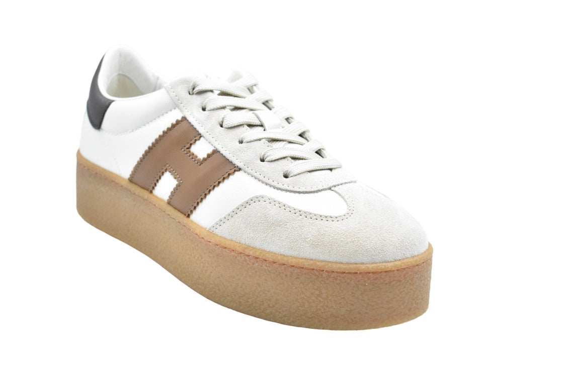 Hogan Cream Low-Top Platform Sneakers With Textured Sole