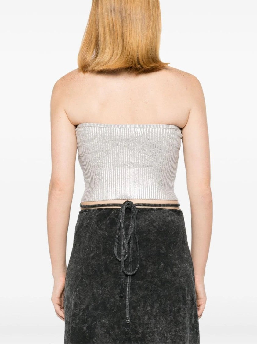 Diesel Ribbed Metallic Strapless Top