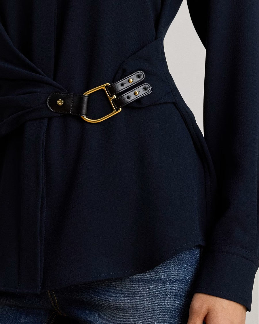 Lauren Ralph Lauren Navy Blue Kreshay Recycled Blouse Shirt