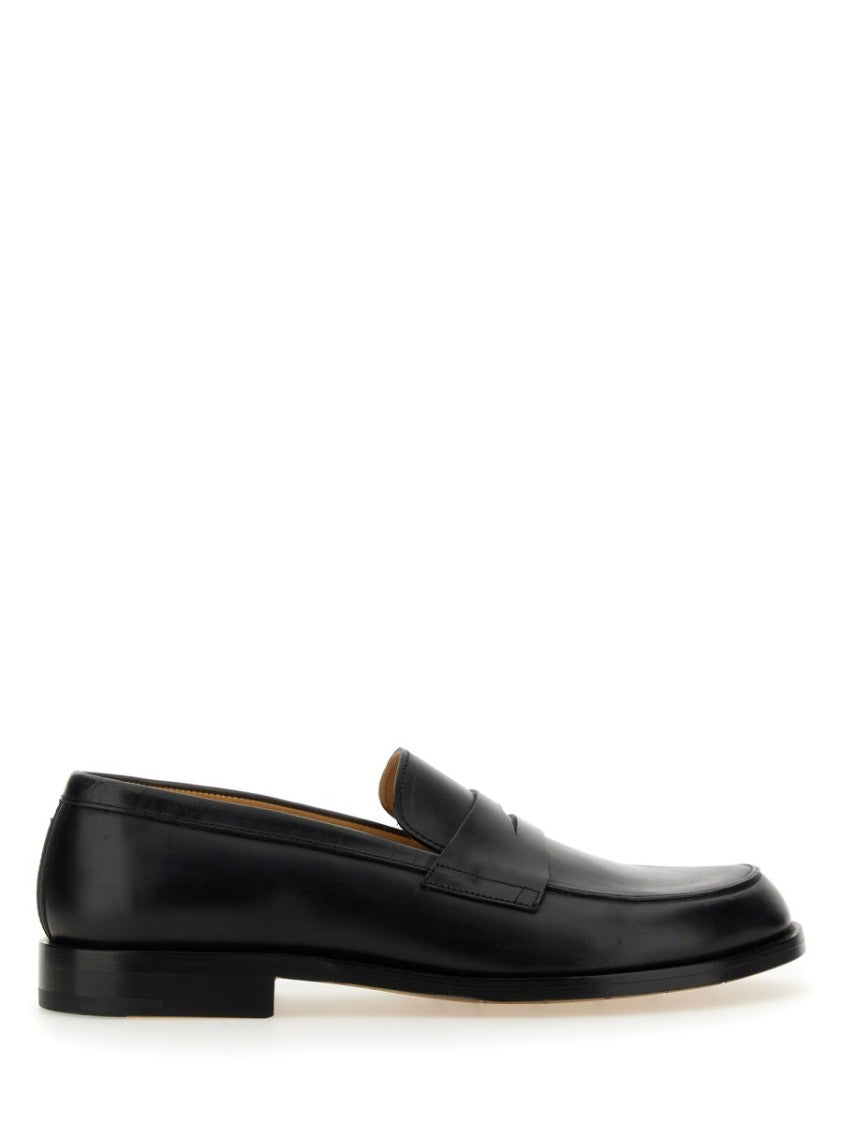 Premiata Classic Black Leather Loafers With Penny Strap