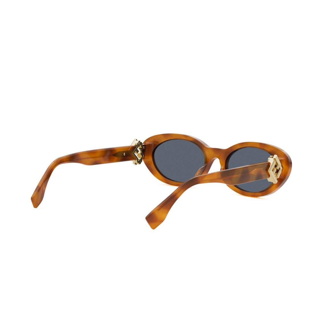 Fendi Havana Ff Diamond Acetate Oval Sunglasses