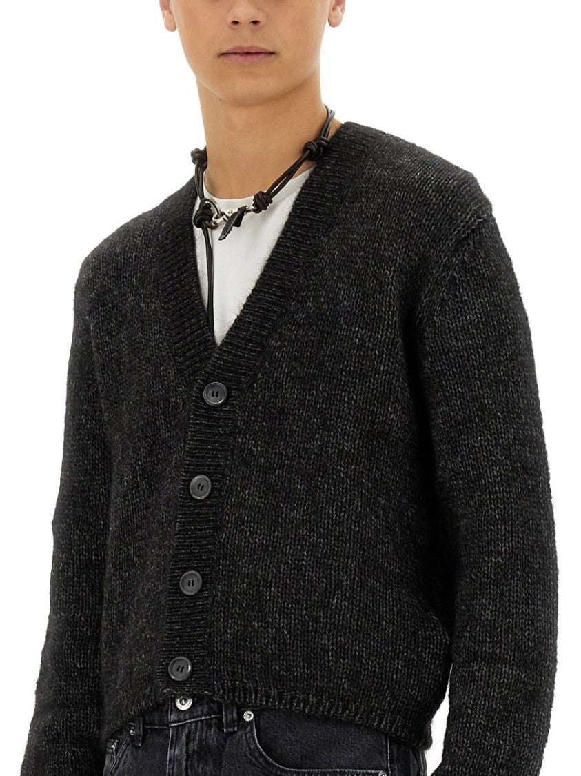 Our Legacy Cozy Alpaca-Wool Cardigan With Deep V-Neckline