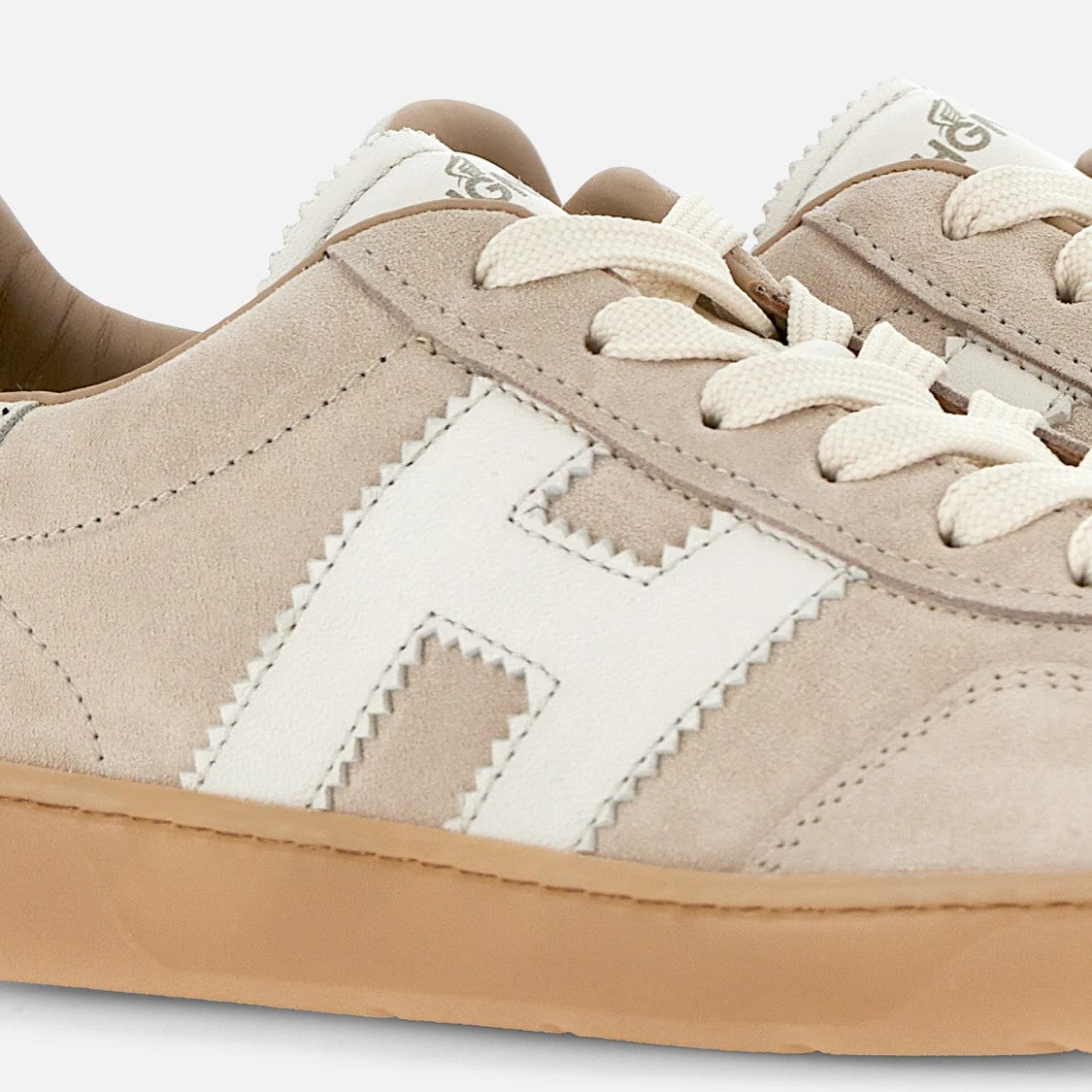 Hogan Beige H Logo Suede Sneakers