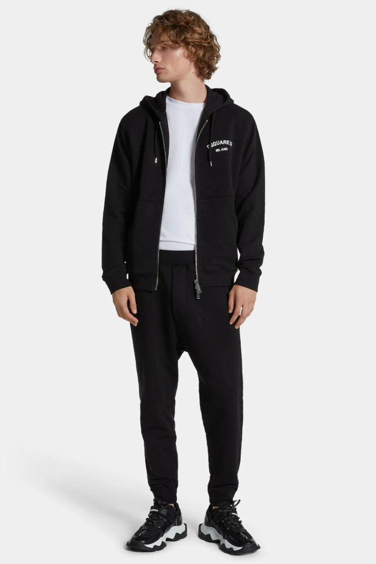 Dsquared2 Black Cotton Fleece Jogger Sweatpants