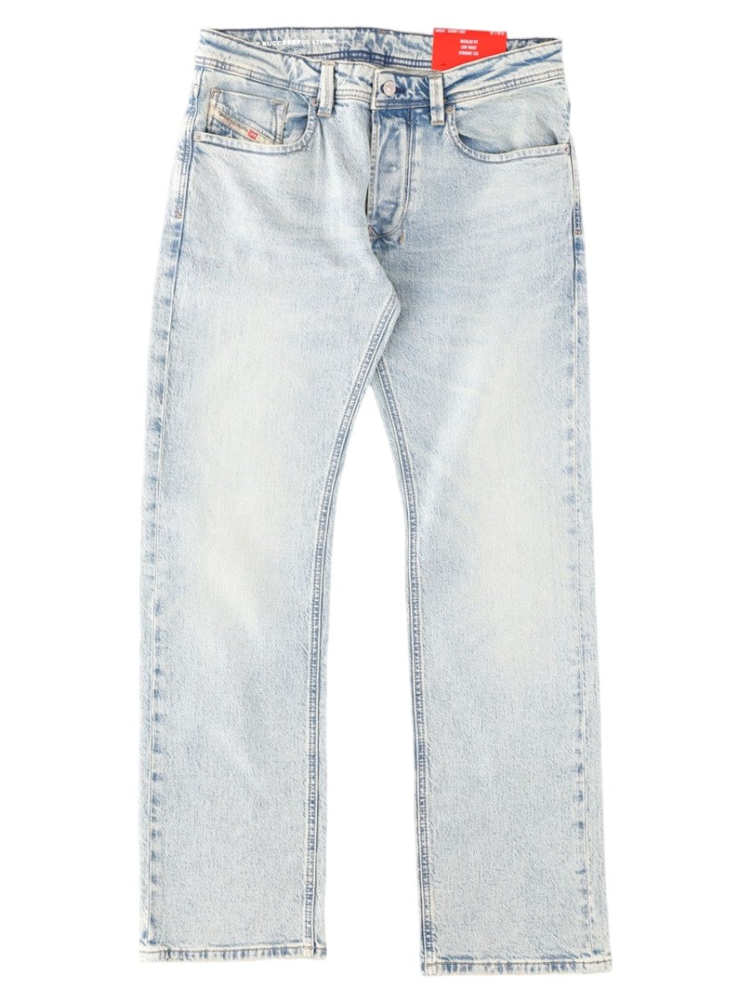 Diesel Light Wash Faded Straight-Leg Cotton-Blend Jeans