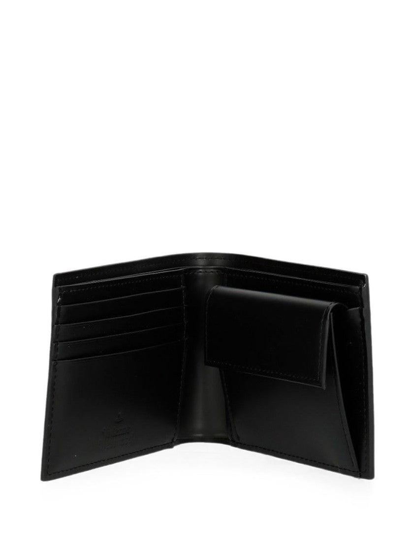 Vivienne Westwood Black Embossed Planetary Motif Leather Wallet