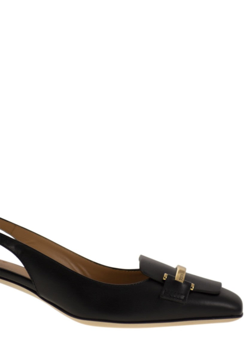 Tod's Calfskin Slingback Pump With Geometric Heel