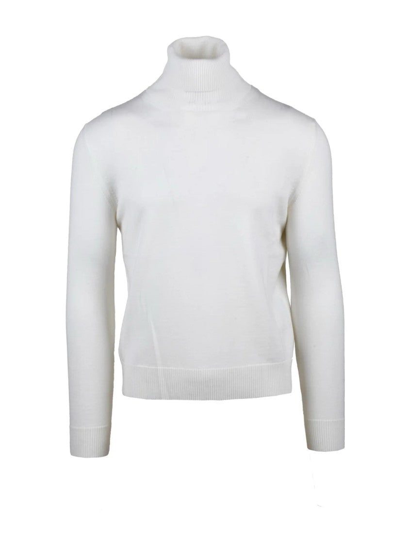 Ballantyne Refined White Wool Turtleneck Sweater