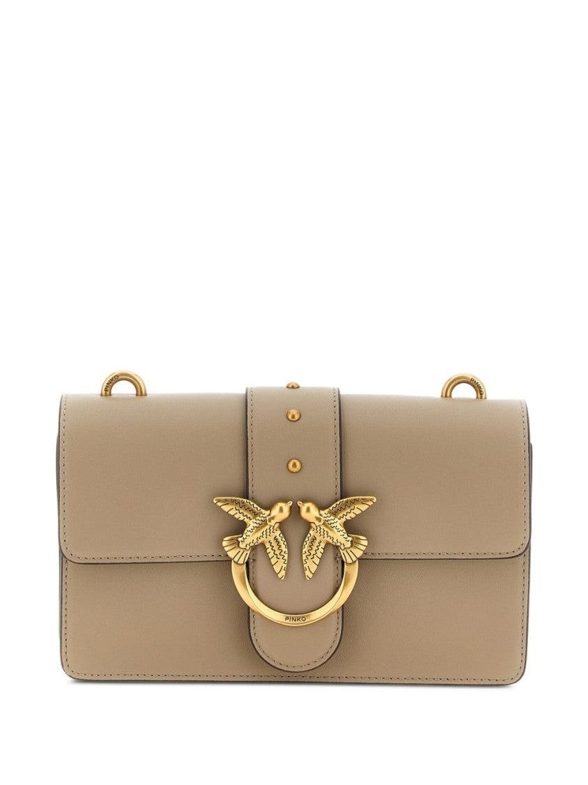 Pinko Rectangular Gold Clasp Chain Leather Handbag