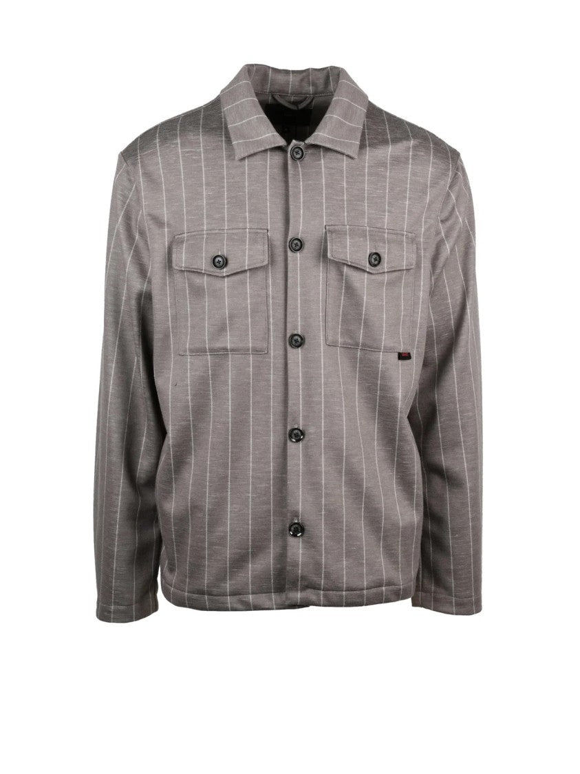 Liu Jo Grey Pinstripe Polyester-Cotton Blend Knit Shirt
