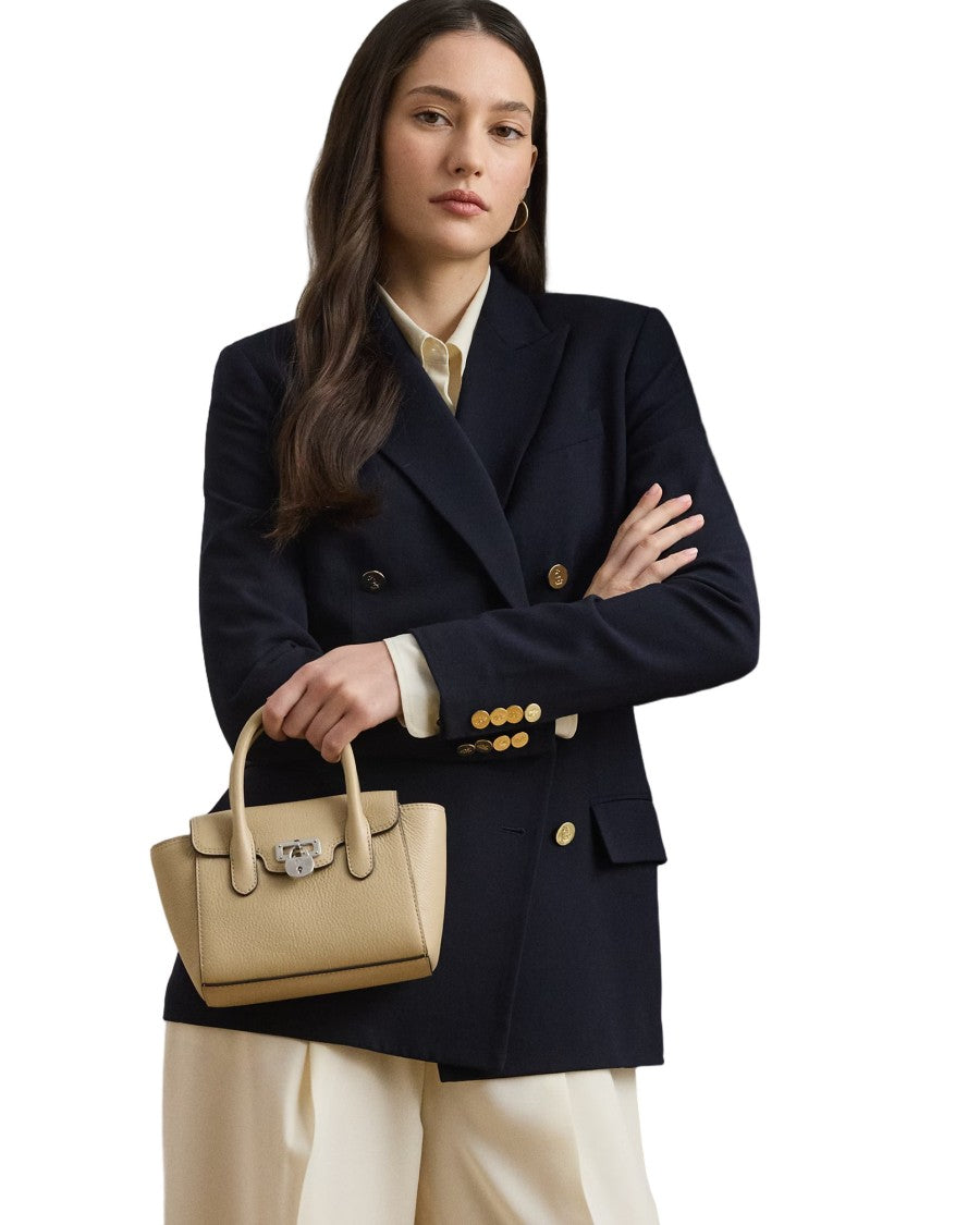 Lauren Ralph Lauren Structured Sand Dune Leather Satchel