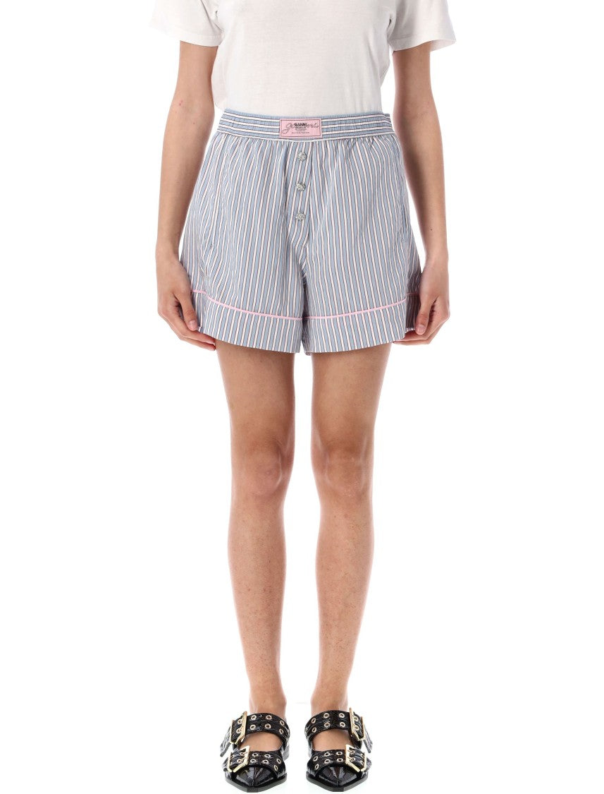Ganni Candy-Striped Elasticated Shorts
