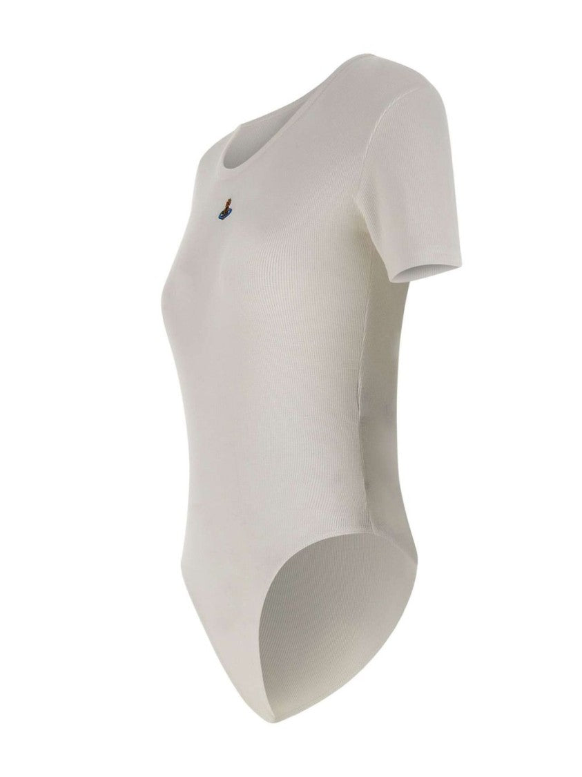 Vivienne Westwood Off-White Ribbed Button Orb Short Top