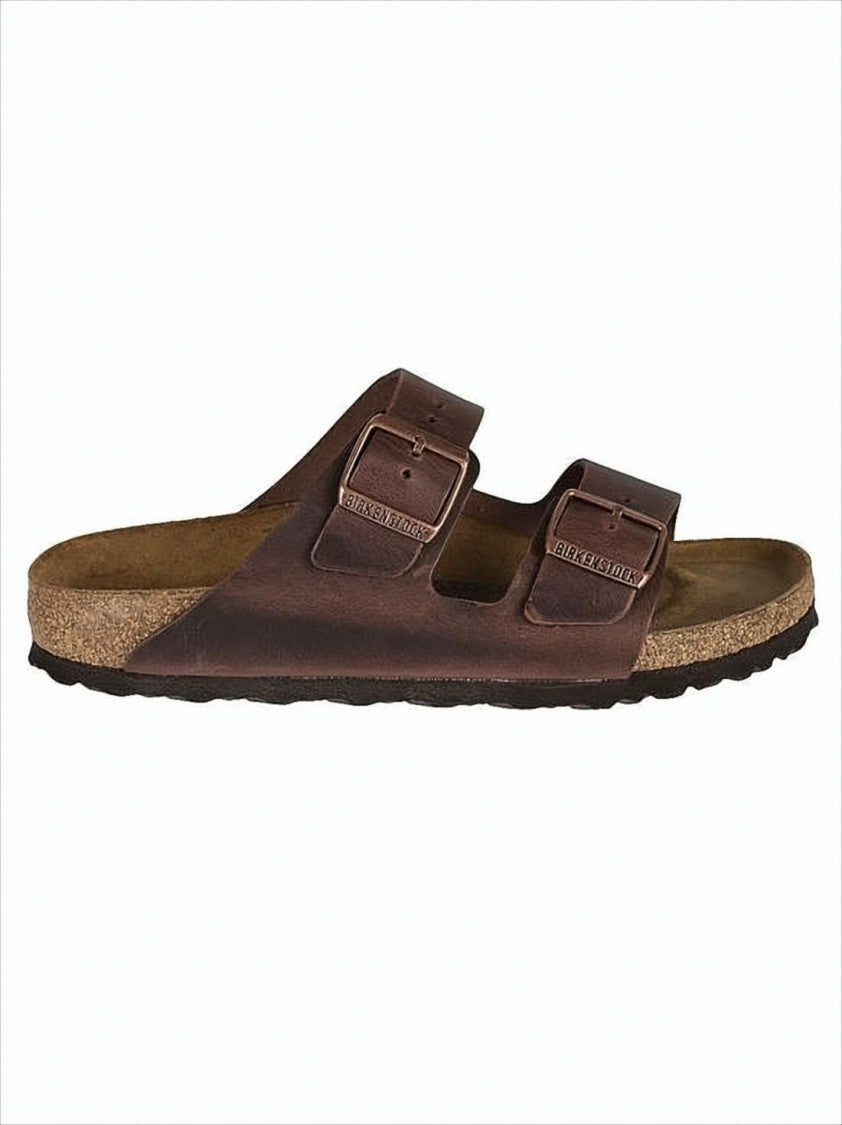 Birkenstock Classic Two-Strap Brown Leather Sandal With Adjustable Buckles