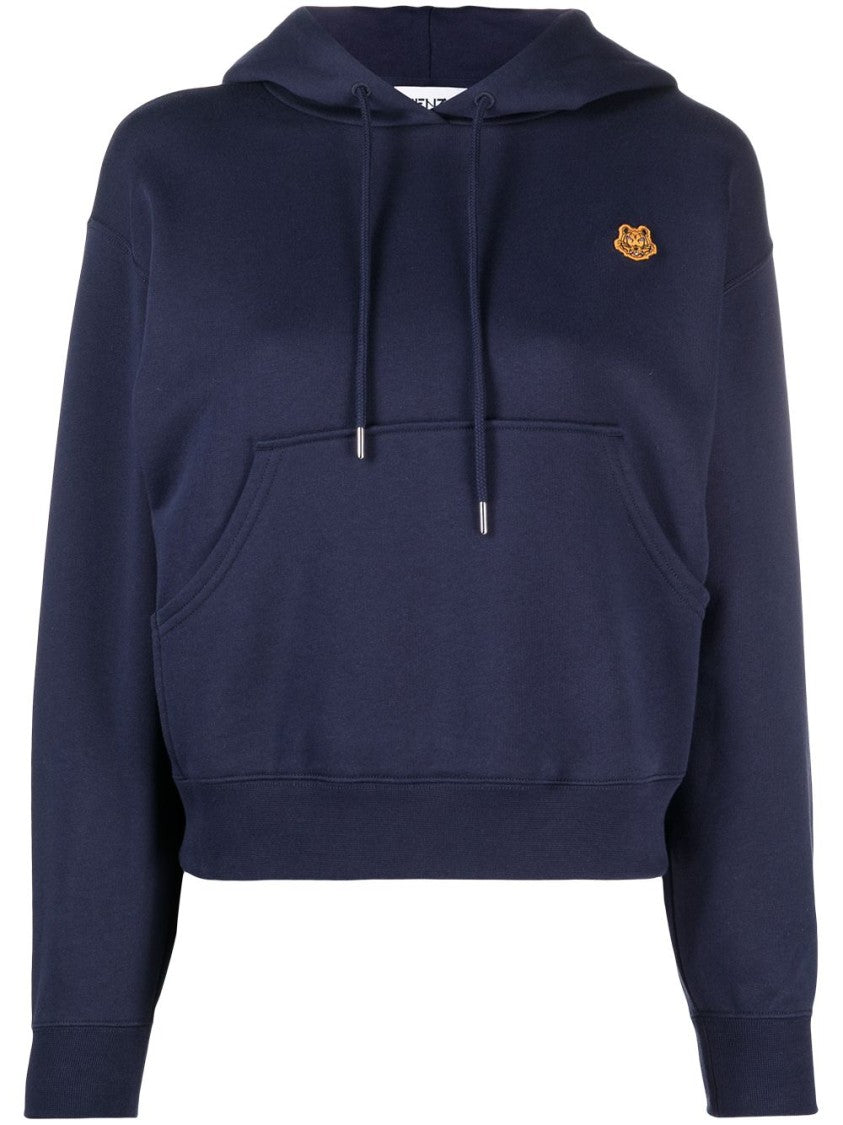 Kenzo Relaxed-Fit Blue Hoodie With Embroidered Logo