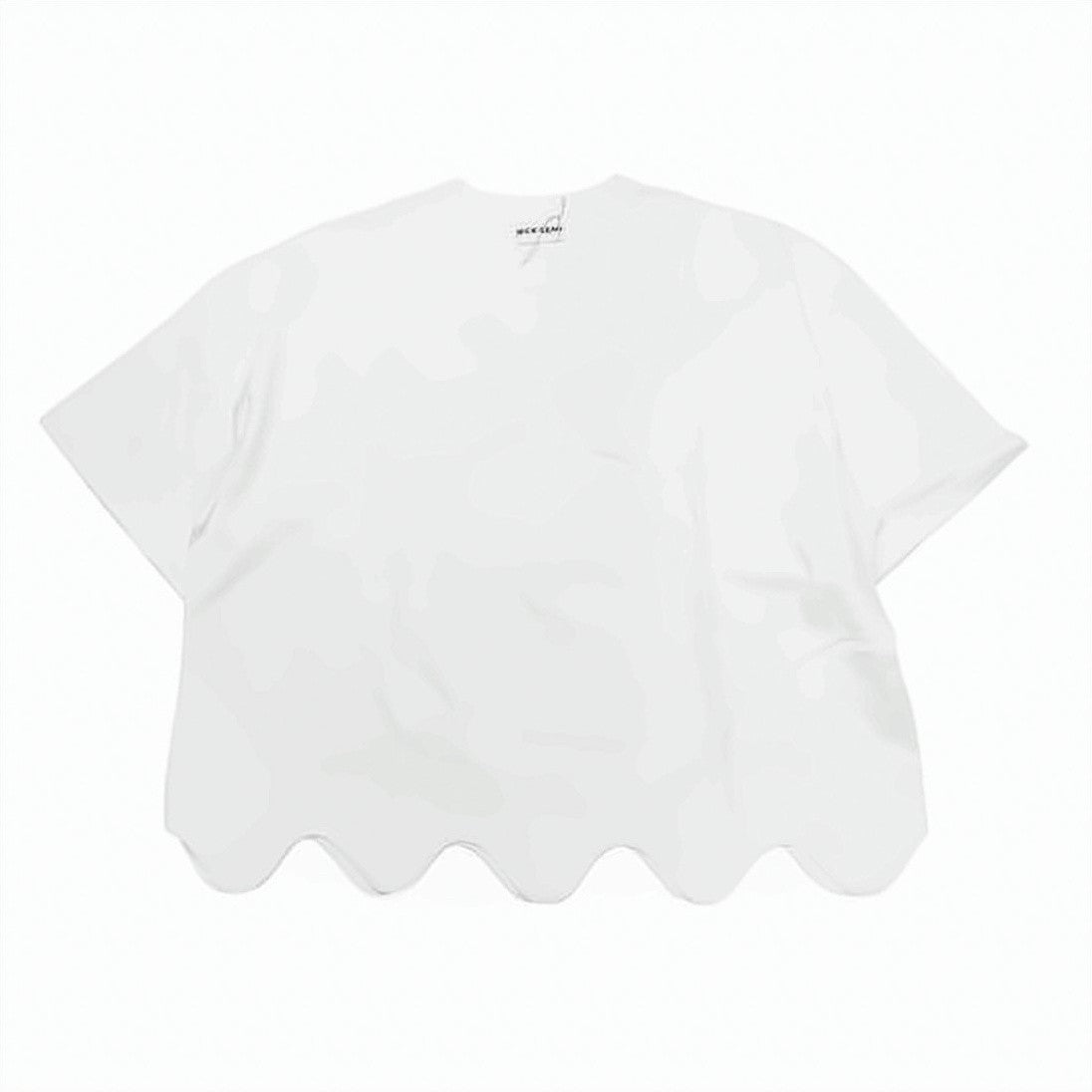 Nick Gear Wavy Hem White Cotton T-Shirt