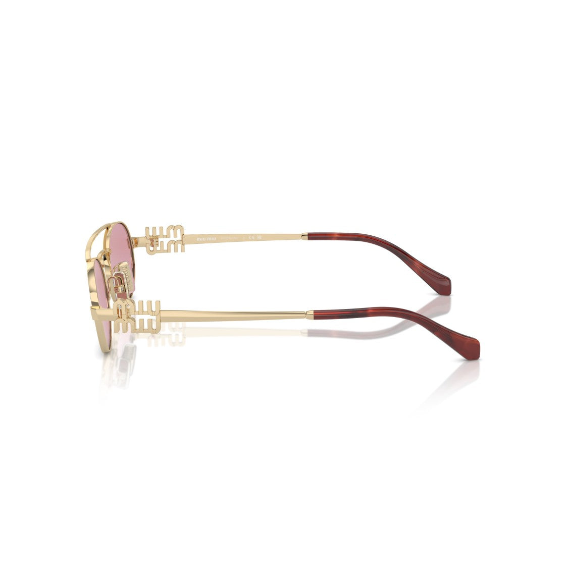 Miu Miu 0Mu 54Zs Gold Metal Oval Sunglasses